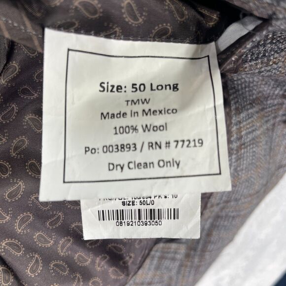 Joseph Abboud Blazer Jacket Mens 50L Brown Gray Plaid Wool Single Breasted - Picture 10 of 16